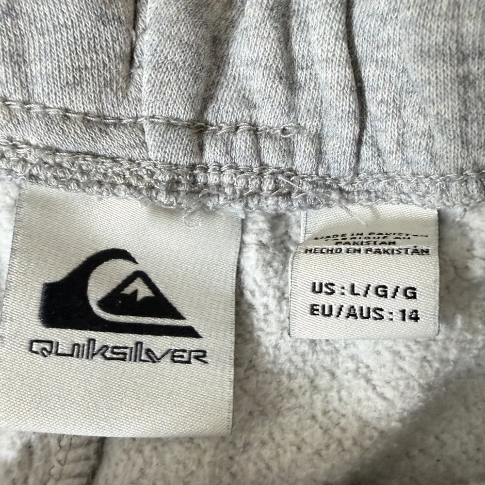 Quiksilver Boys Grey Heather Colorblock Logo Sweatpants Joggers Size L 14